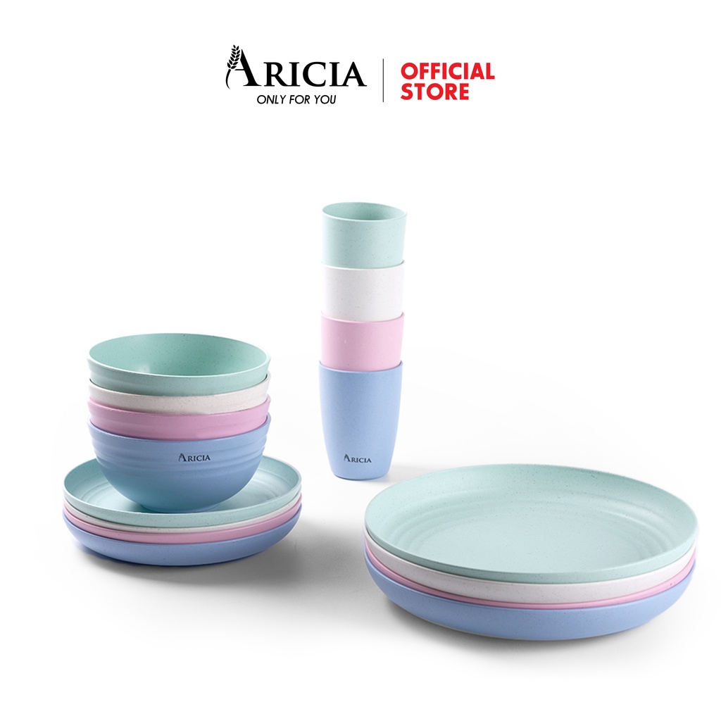 Jual Aricia Set 16 Pcs Peralatan Makan Piring Mangkok Cangkir Wheat