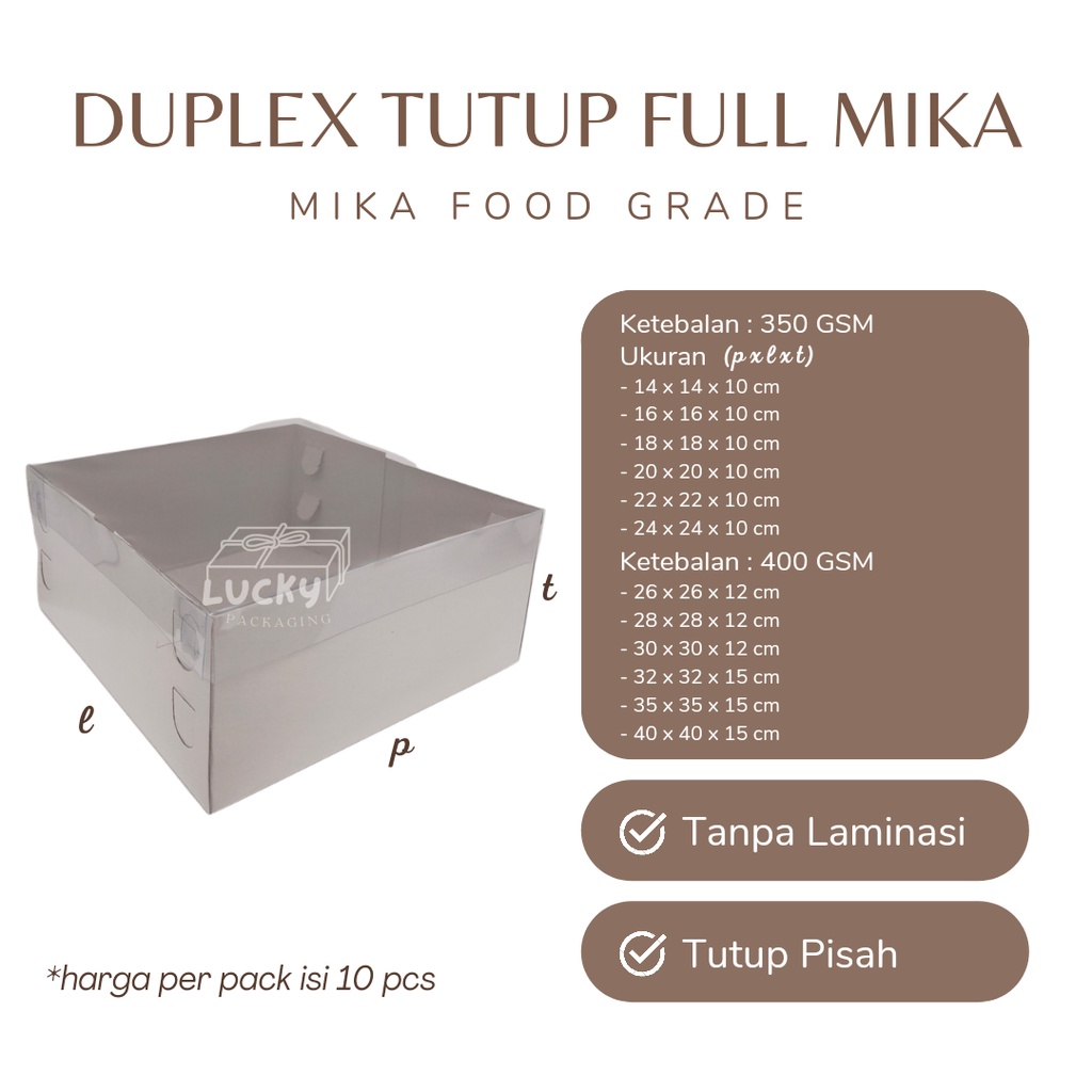 Jual 10pcs Duplex Tutup Full Mika Box Dos Dus Kotak Kemasan Cake Kue