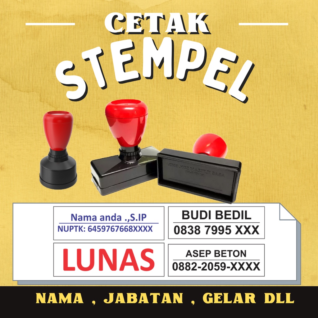 Jual Stempel Logo Perusahaan Nama Tandatangan Lunas Stample Flash