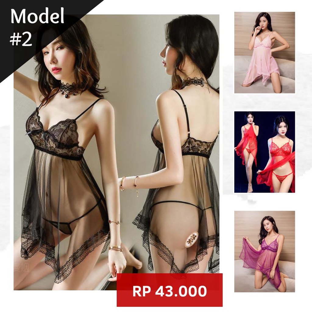 Jual Lingerie Sexy V Neck Model Renda Serat Mesh Eksotis G String Bra