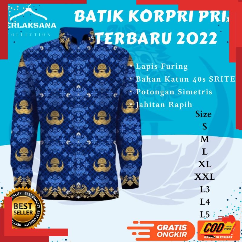 Jual TERBARU SLIM FIT REGULER FIT BATIK KORPRI 2022 SERAGAM KORPRI