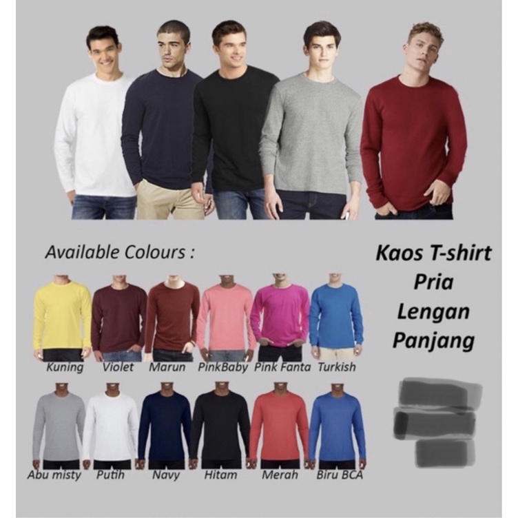 Jual KAOS PRIA LENGAN PANJANG Baju Kaos Polos Shopee Indonesia