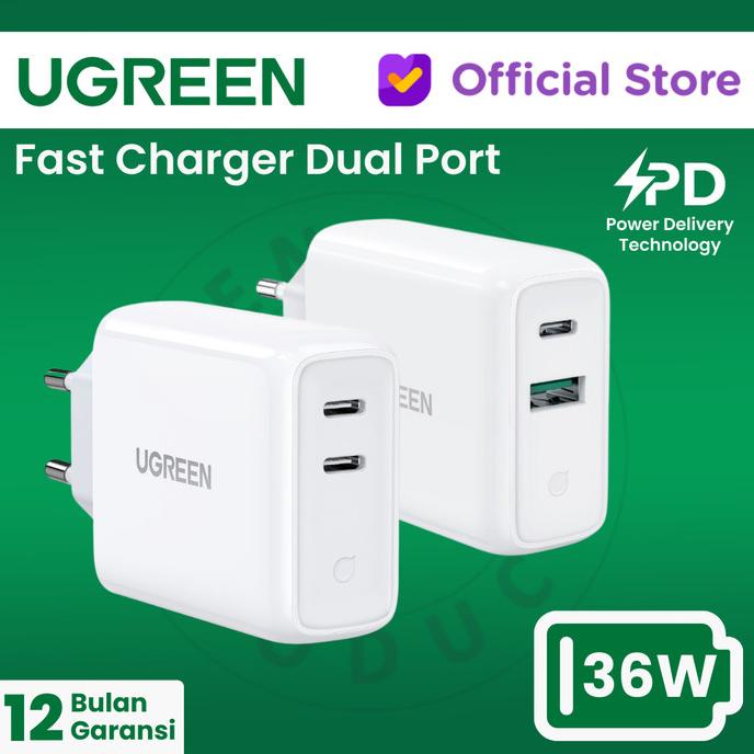 Jual Ugreen Fast Charger W Dual Port Shopee Indonesia