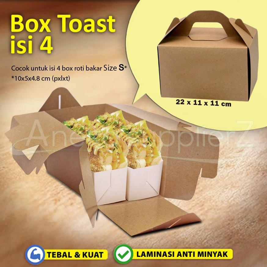 Jual Kotak Box Dus Toast Roti Bakar Kraft Coklat Isi S Pc