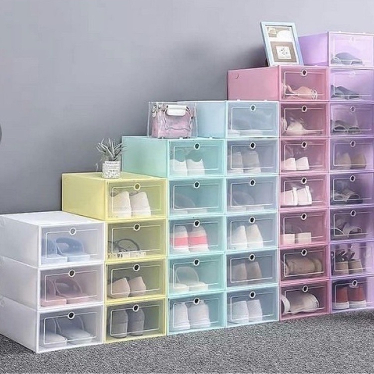 Jual BR COD RL Kotak Sepatu Lipat Transparan Shoes Storage Box