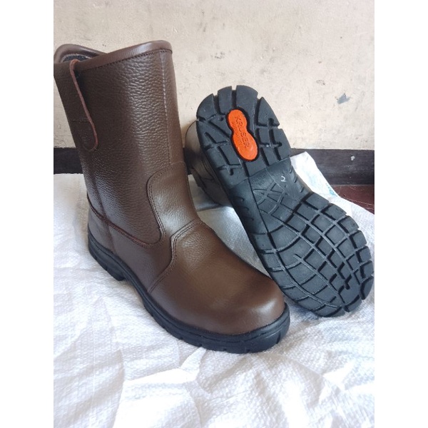 Jual Sepatu Safety Krusher Texas Brown Kulit Asli Ujung Besi Shopee