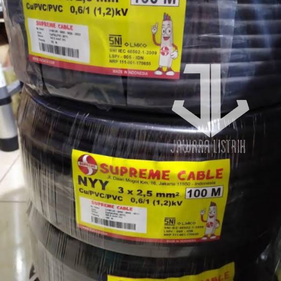 Jual SUPREME KABEL NYY 3x2 5 MM HITAM KAWAT 50M 50 M METER Murah