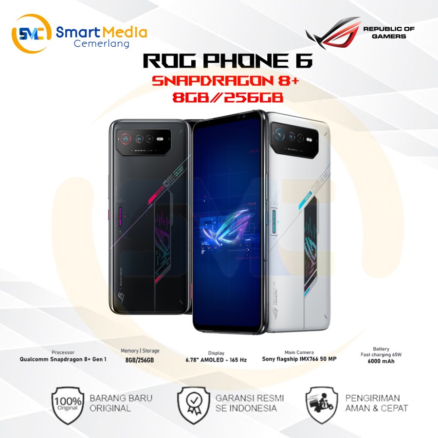 Jual ASUS ROG PHONE 6 RAM 8GB ROM 256GB Qualcomm Snapdragon 8 Gen1