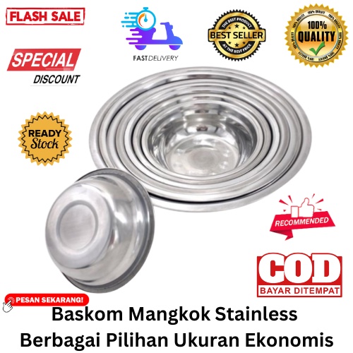 Jual Bisa Cod Promo Baskom Mangkok Stainless Berbagai Pilihan Ukuran