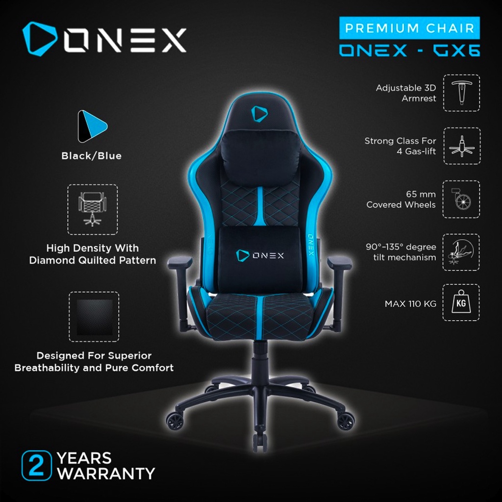 Jual Onex Gx Premium Quality Kursi Gaming Chair Blue Shopee Indonesia