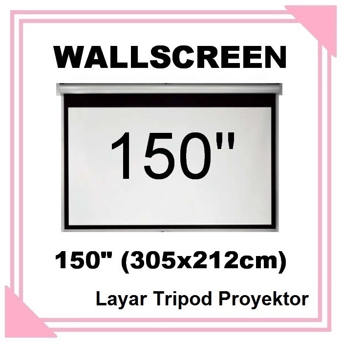 Jual Layar Proyektor Manual 150 Inch Layar Dinding Gantung Wallscreen