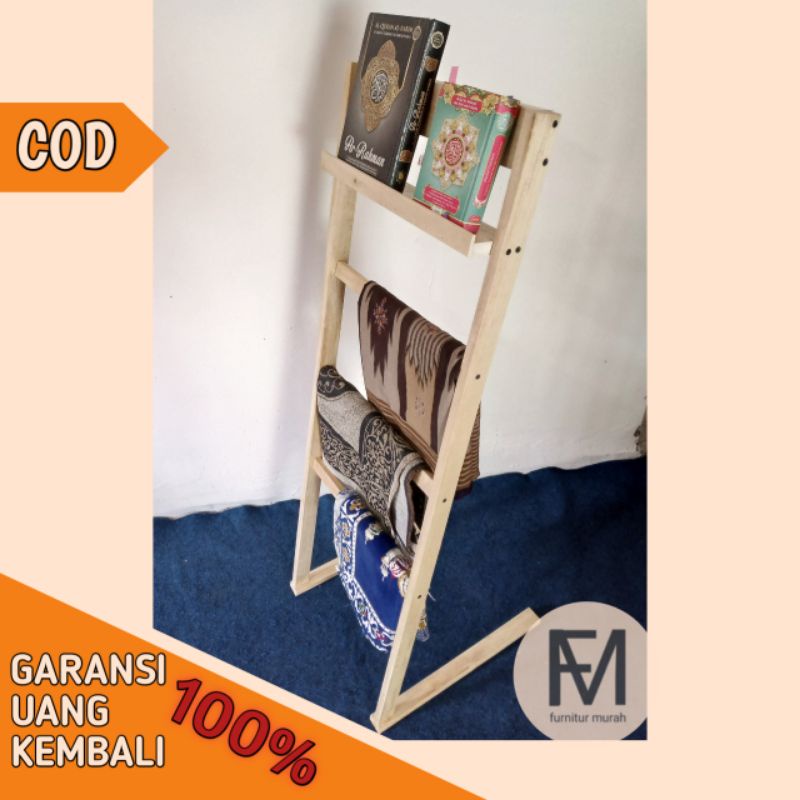 Jual Ladder Hanger Kayu Rak Gantungan Sajadah Mukena Al Quran Handuk