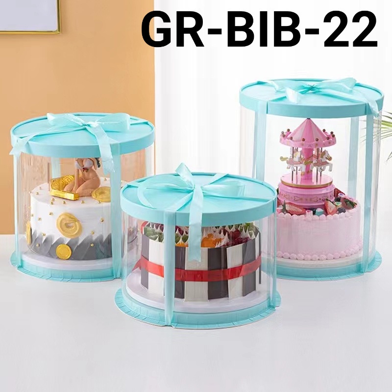 Jual GR BIB 22 Kotak Dus Cake Glass Mika Gift Box Kue Bulat Transparan