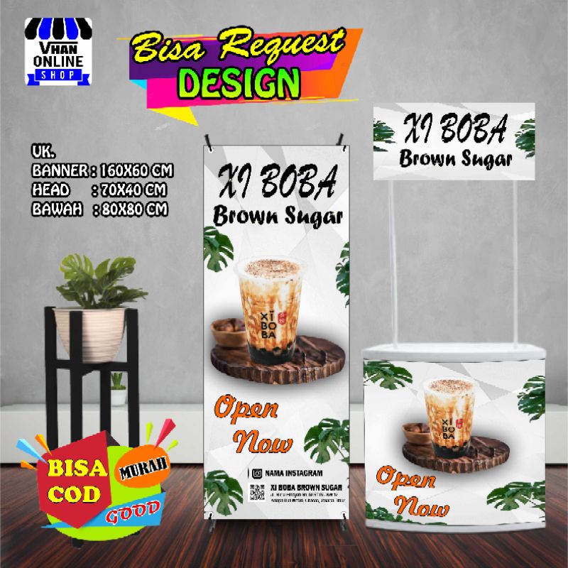 Jual Spanduk Banner Paket Lengkap Xi Boba Brown Sugar Minuman Boba