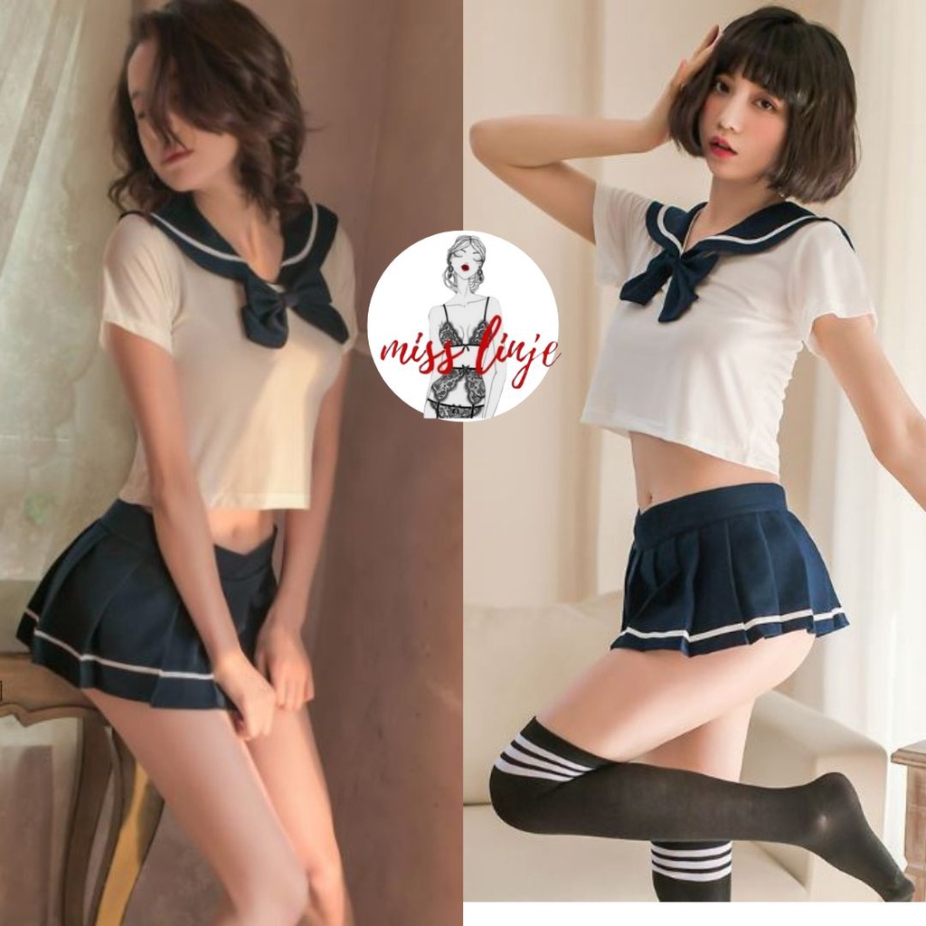 Jual Lingerie Cosplay Sexy Kostum Seragam Murid Jepang Seksi Spandeks