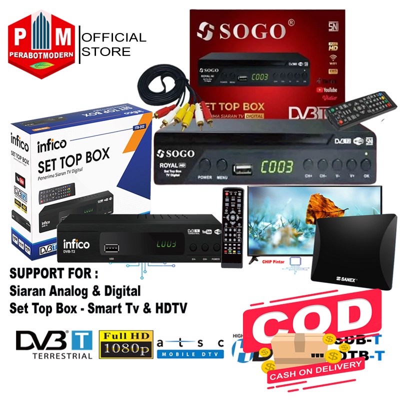 Jual Set Topbox Tv Digital SOGO DVB T2 Set Box Tv Digital Set Top Box