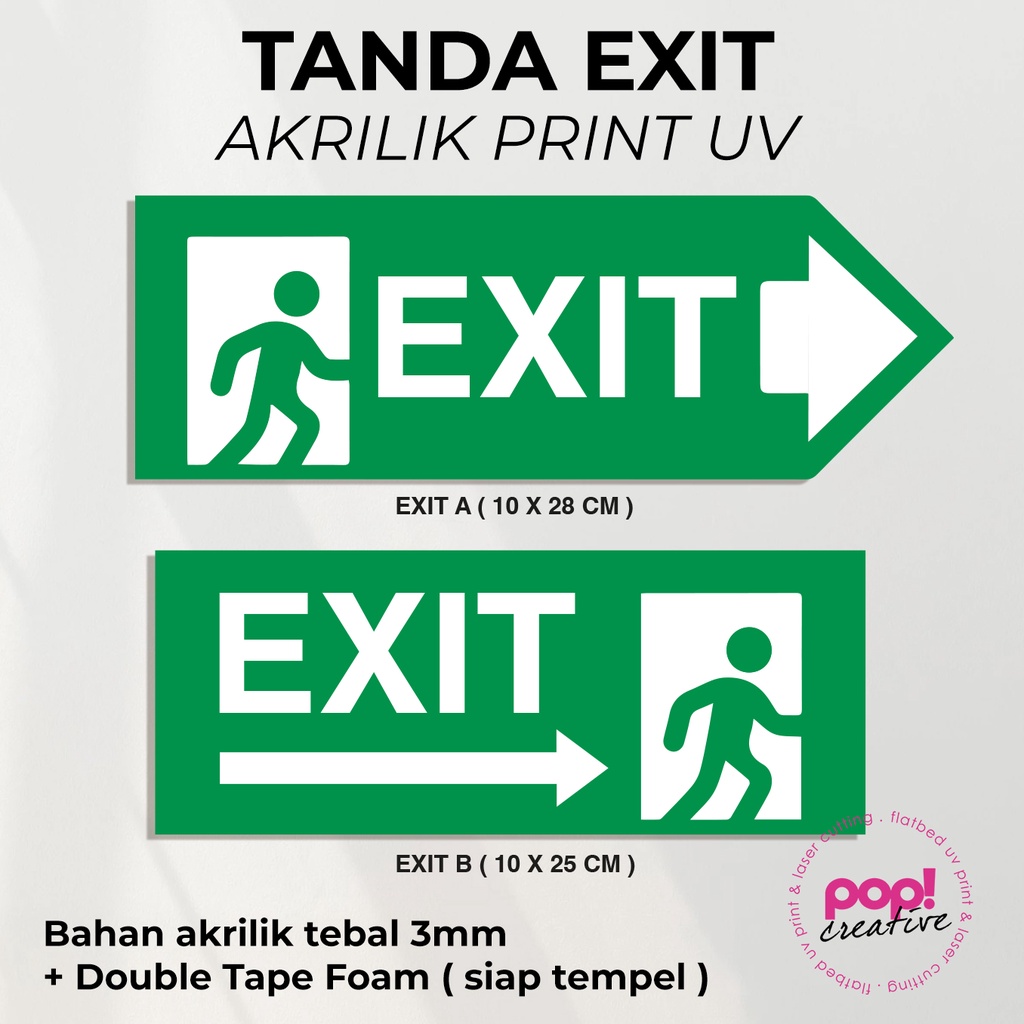 Jual Tulisan Exit Tanda Emergency Akrilik Safety Sign Shopee Indonesia