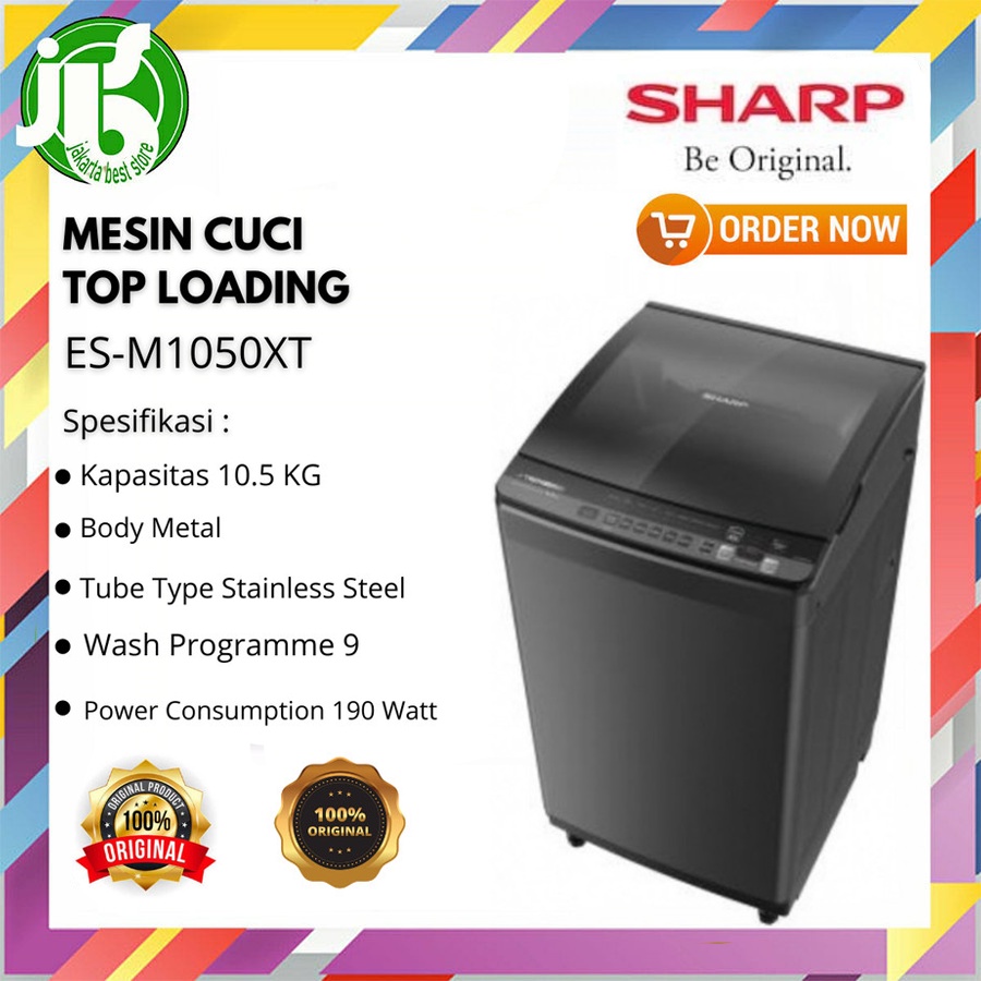 Jual MESIN CUCI SHARP 1 TABUNG ESM 1050XT KAPASITAS 10 5KG TOP LOADING