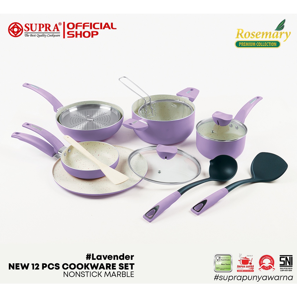 Jual Supra Panci Set Anti Lengket New Pcs Rosemary Nonstick Ivory