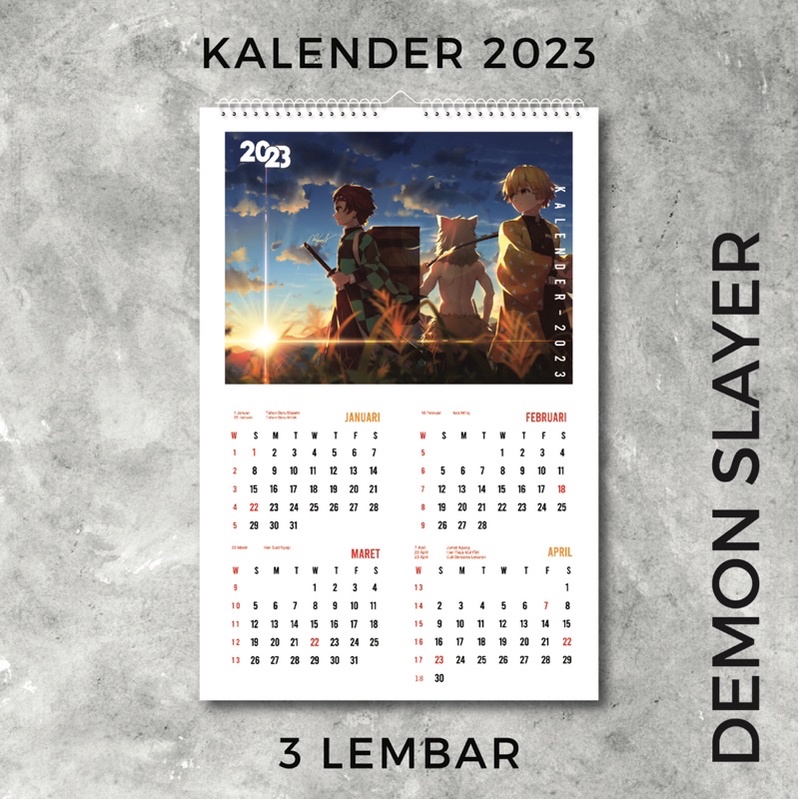 Jual Kalender Dinding Demon Slayer Kimetsu No Yaiba 2023 Shopee