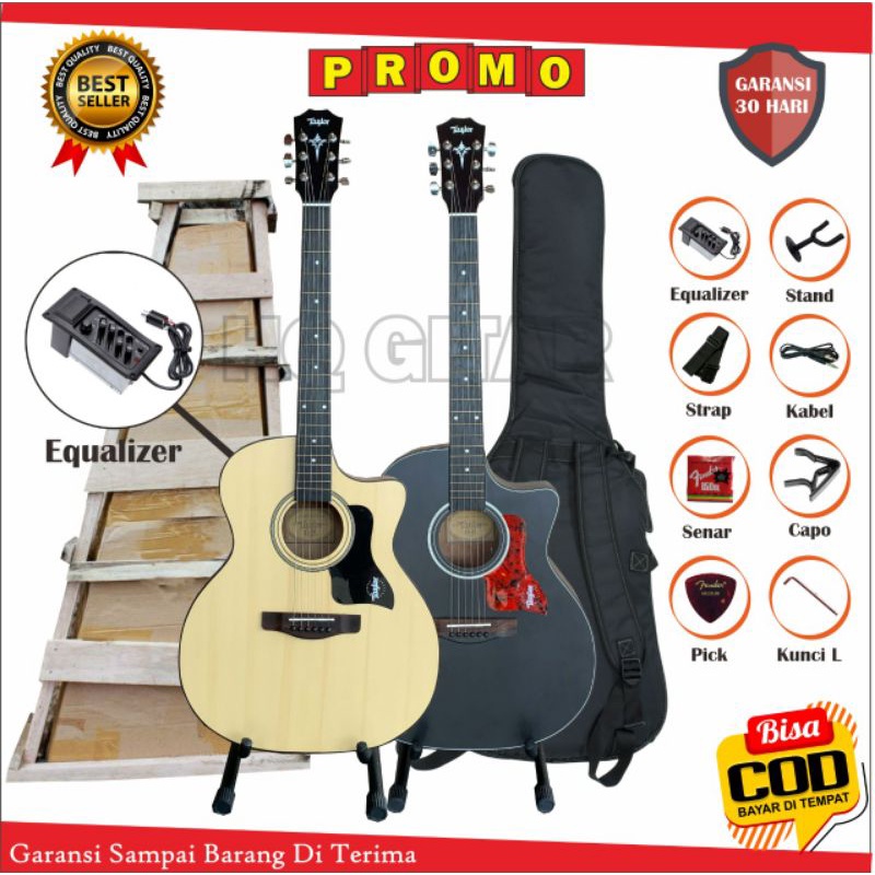 Jual Gitar Akustik Elektrik Tylor Tanam Besi Gratis Packing Kayu