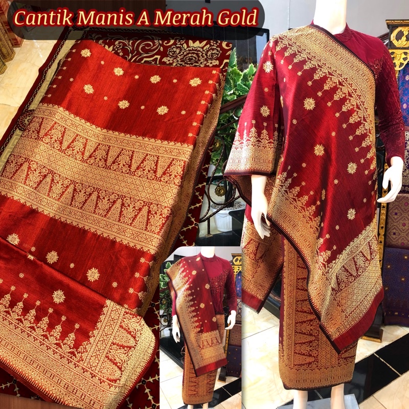 Jual Songket Cantik Manis ORI Merah Songket Tenun Asli Palembang