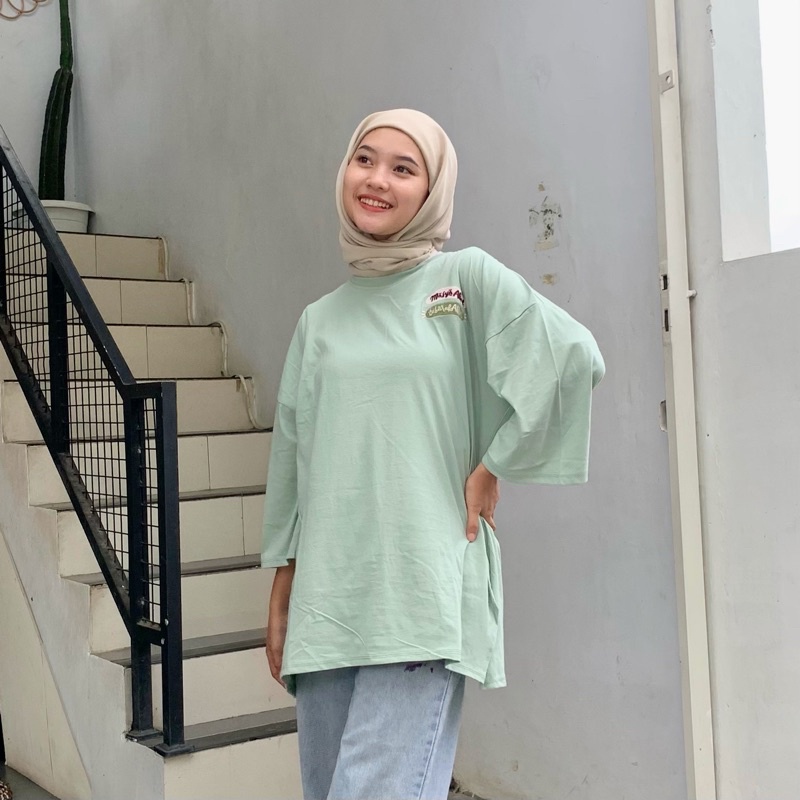 Jual Kaos Oversized Bordir Masyaallah Slit Daily Top Jumbo Xxl Basic