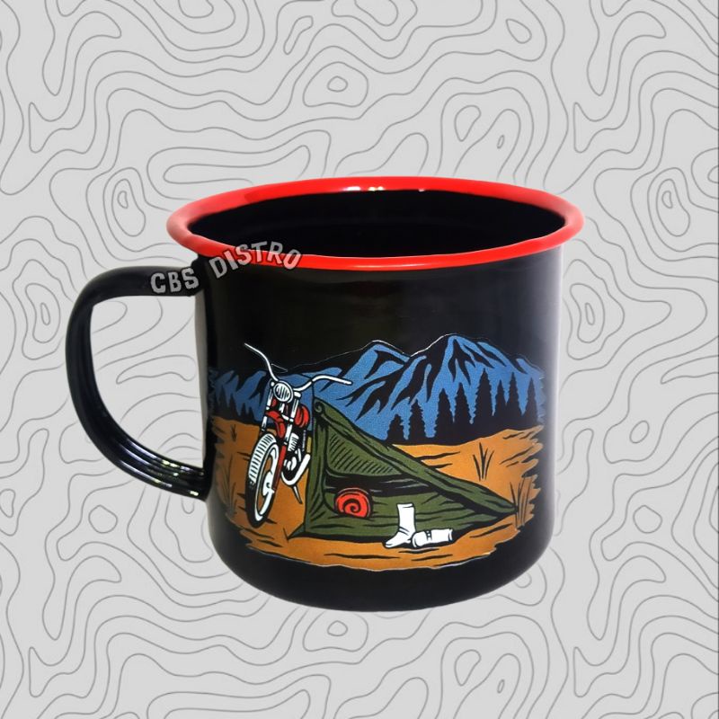 Jual Gelas Cangkir Mug Muk Stainless Enamel Coffee Kopi Outdoor Gunung