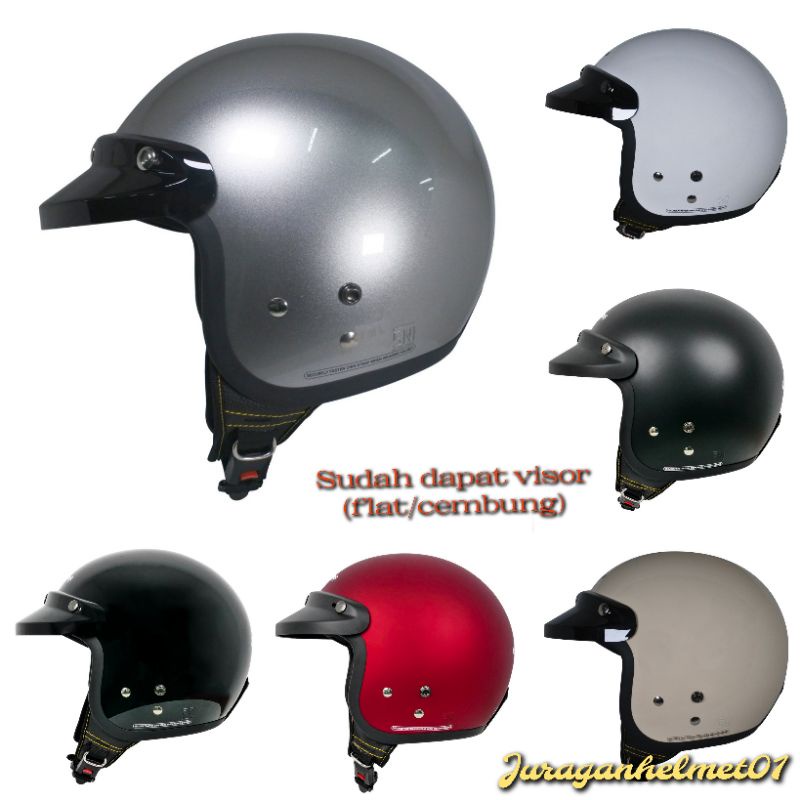 Jual Helm Cargloss Original CFM Retro Army Half Face Sudah Dapat Visor