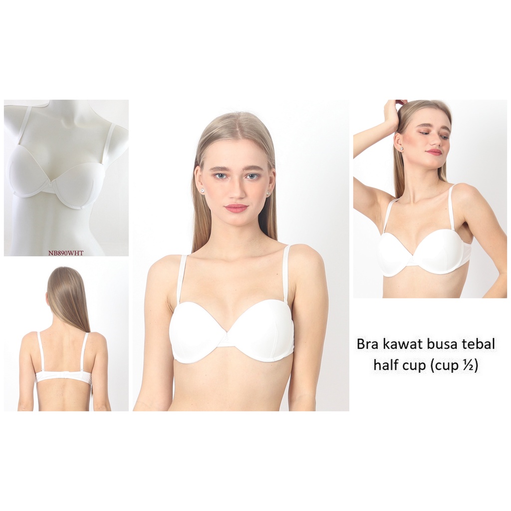 Jual Bra Wanita Kawat Busa Tebal Half Cup Model Polos Pakaian Dalam