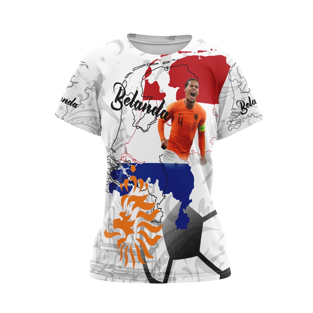 Jual Jersey Belanda Piala Dunia 2022 Casual Wanita Custom Full Printing