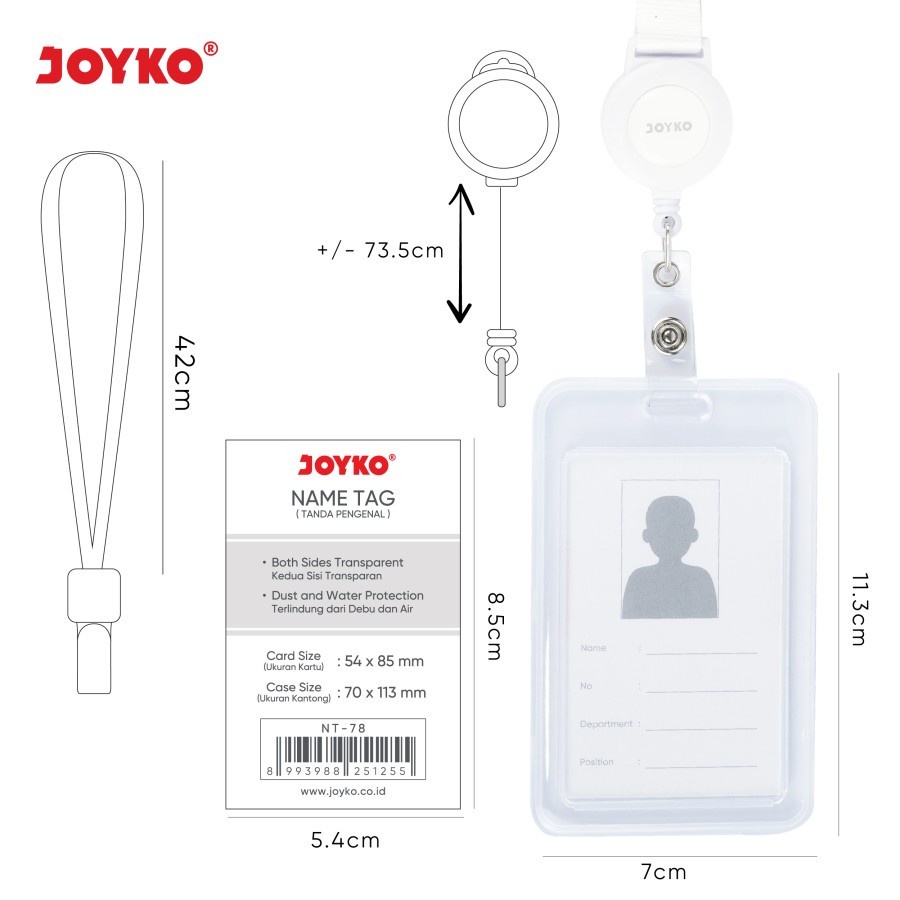 Jual Name Tag Tali Yoyo Tempat Id Card Holder Joyko Nt White