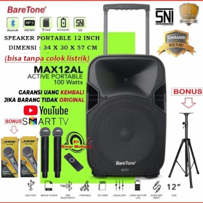 Jual Speaker Aktif Portable Baretone Inch Max Al Bluetooth Wireless