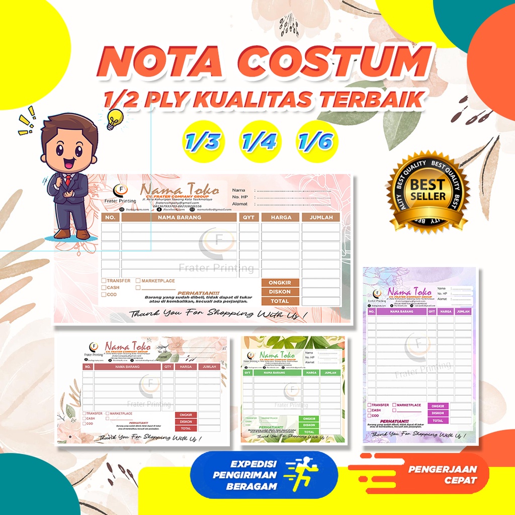 Jual NOTA CUSTOM CETAK BUKU NOTA KWITANSI TOKO ONLINE SHOP OLSHOP