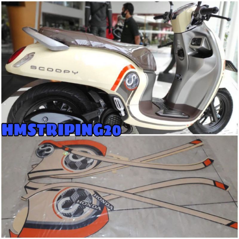 Jual Stiker Striping Lis Body Honda Scoopy Sporty Crem