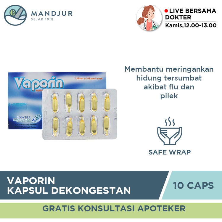 Jual Vaporin Kapsul Dekongestan Inhalasi Isi Kapsul Lunak Shopee