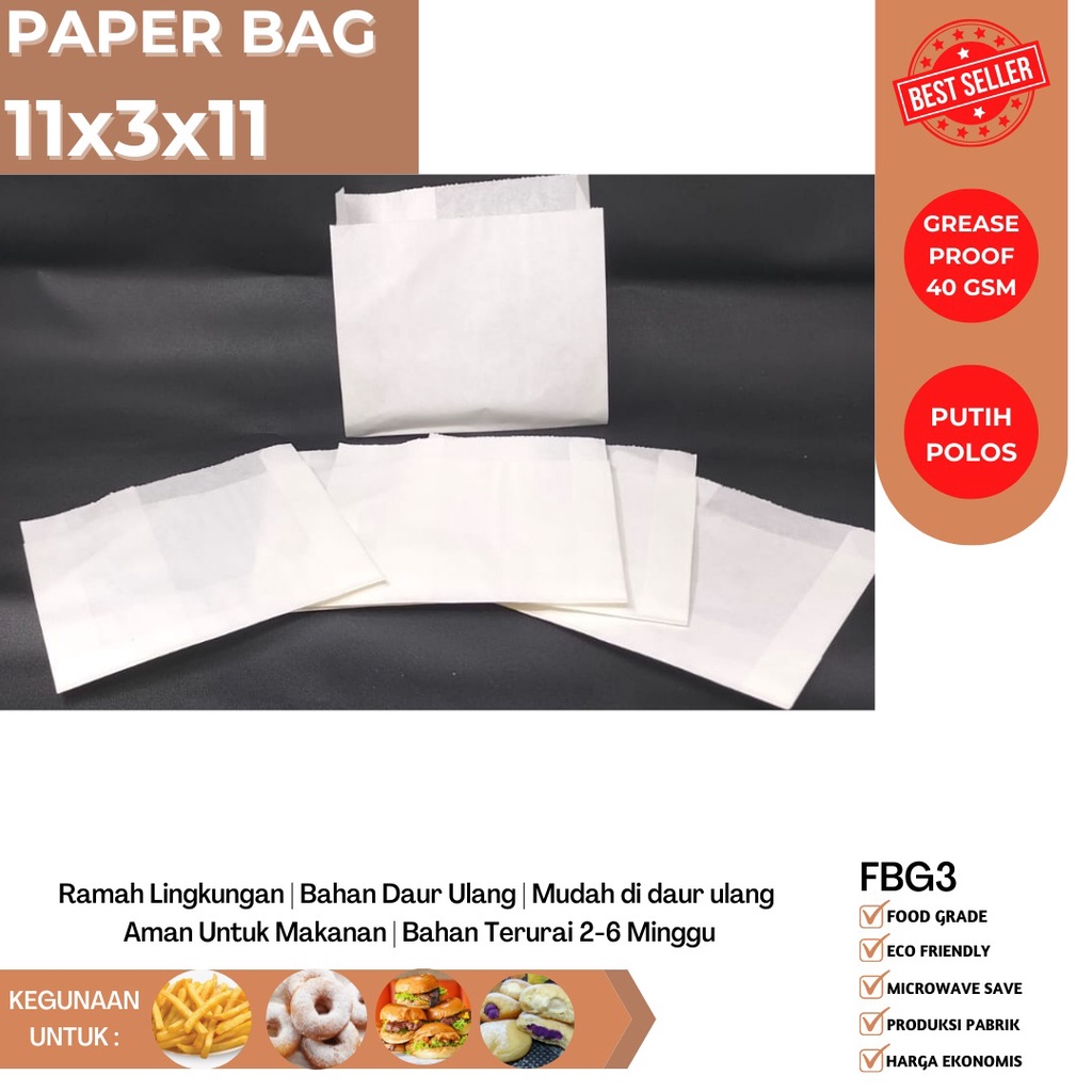 Jual Paper Bag Small Kertas Kentang Kantung Roti Isi 50 Pcs FBG3W