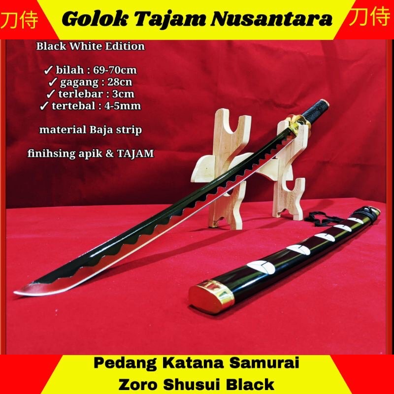 Jual Samurai Ped4ng Jepang Zoro Shusui Black Baja Strip Shopee Indonesia