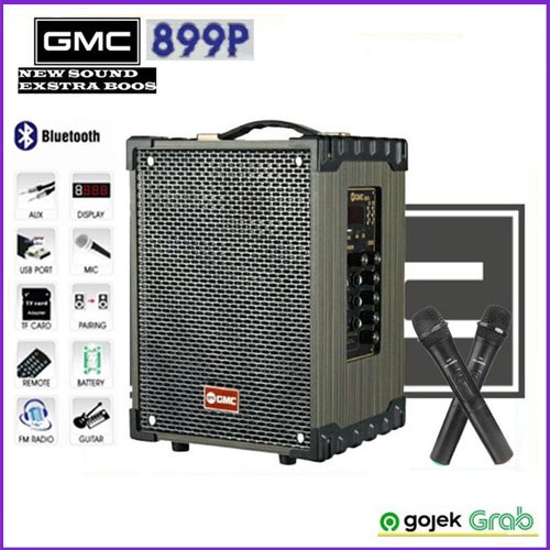 Jual GMC 899Q SPEAKER PORTABLE BLUETOOTH 8 INCH 2 MIC WIRELESS Harga