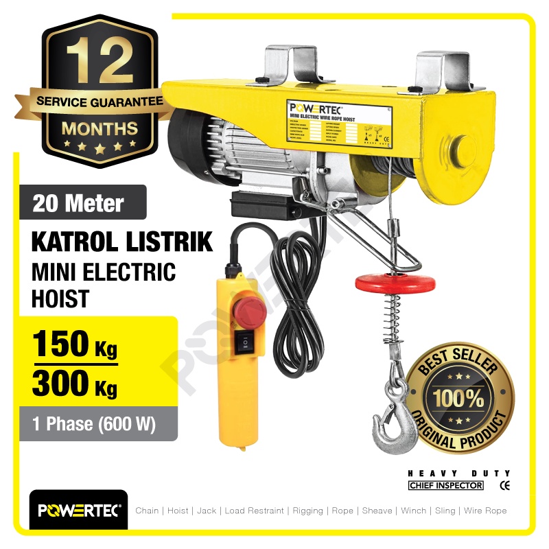 Jual Powertec Mini Electric Hoist Katrol Listrik Kg X