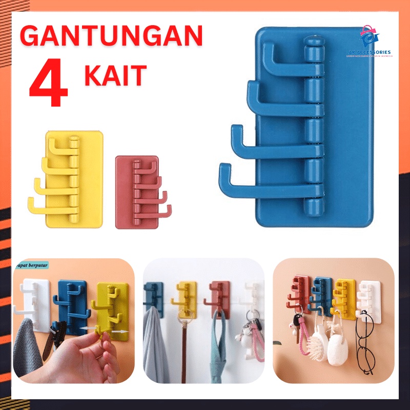 Jual AKACC HOLDER GANTUNGAN 4 KAIT LIPAT GANTUNGAN TEMPEL DINDING 4