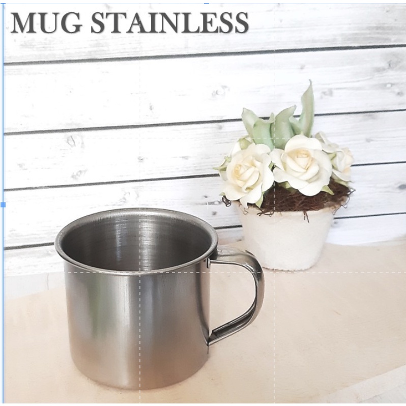 Jual MM A109 GELAS CANGKIR MUG STAINLESS STEEL DENGAN TUTUP UK 12CM