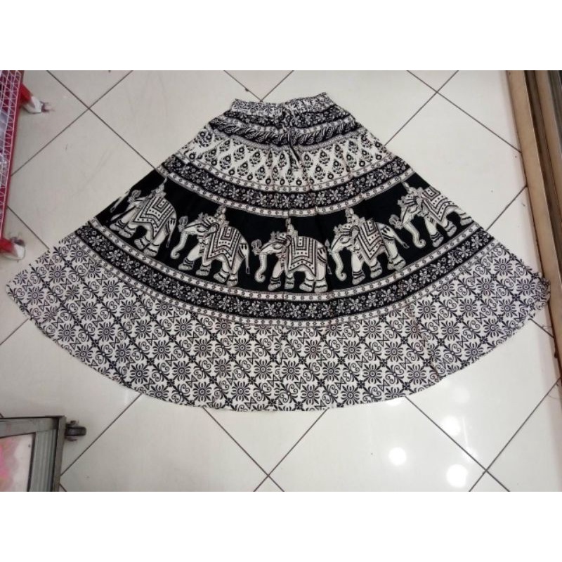 Jual Rok India Hitam Putih Gajah Thailand Bangkok Boho Bohemian Mandala