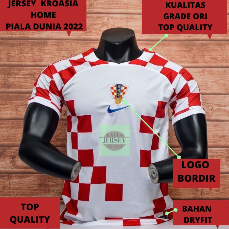 Jual JERSEY BOLA KROASIA HOME PIALA DUNIA 2022 GRADE ORI TOP QUALITY