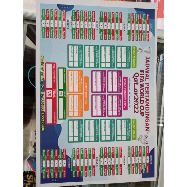 Jual Poster Jadwal Piala Dunia Qatar Shopee Indonesia