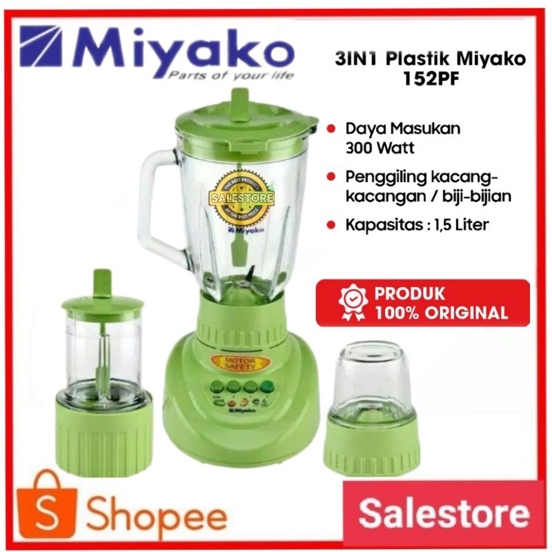 Jual BLENDER MIYAKO GELAS PLASTIK 3 IN 1 BL 152 PF Shopee Indonesia