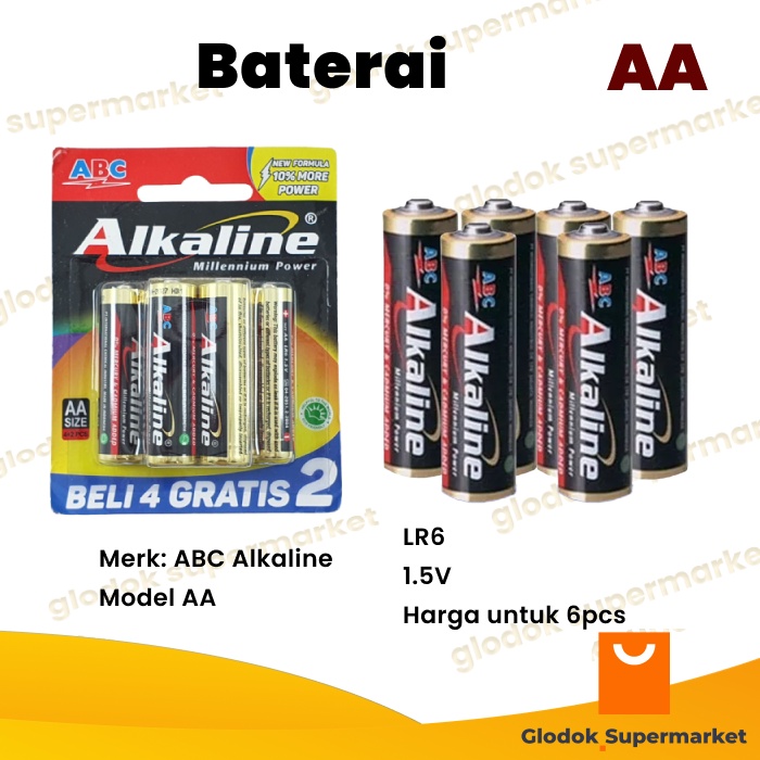 Jual Baterai AA ABC Alkaline 6 Pcs Batu Batre A2 Battery Shopee Indonesia