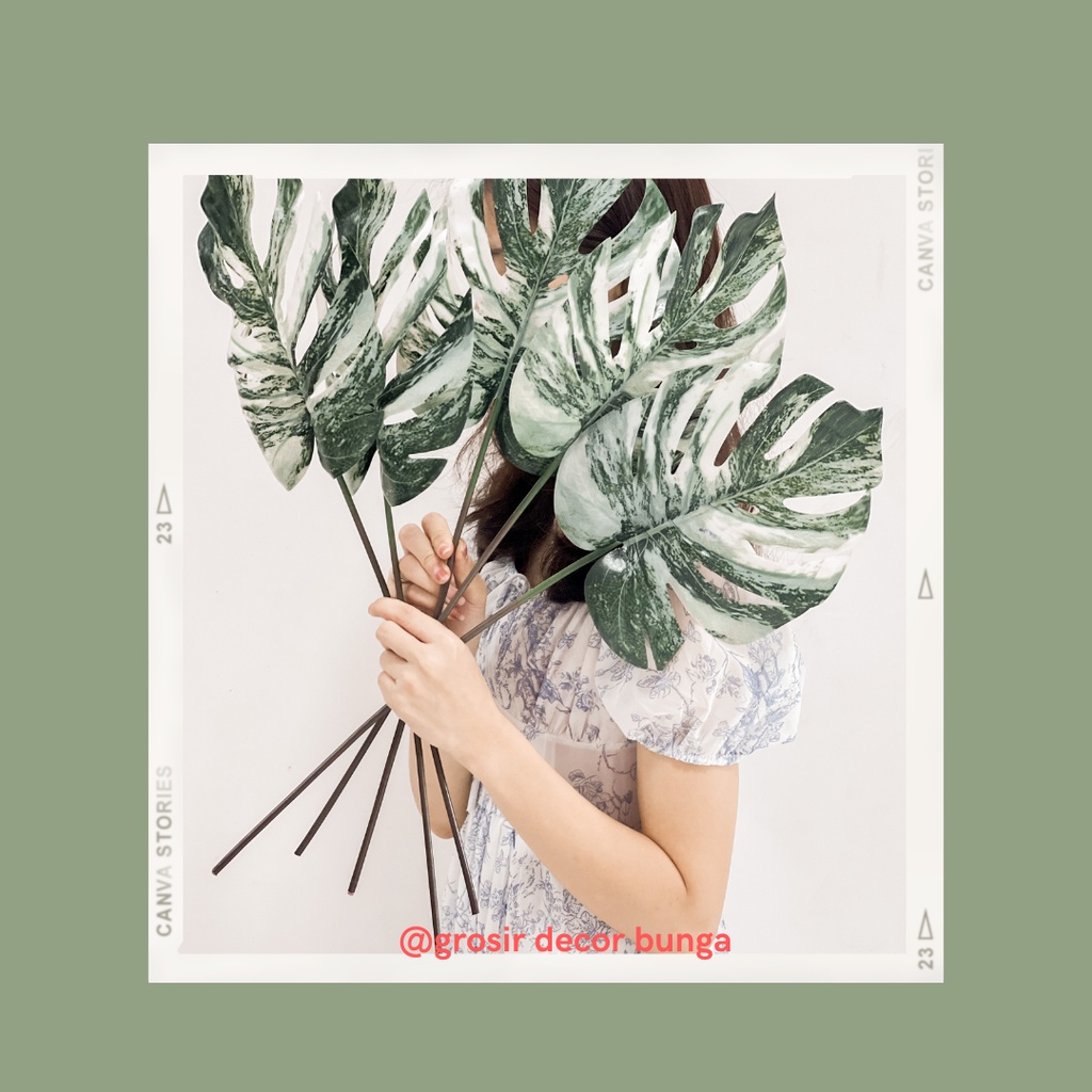 Jual Cas Cm Cm Big Monstera Ombre Latex Artificial Daun Hias