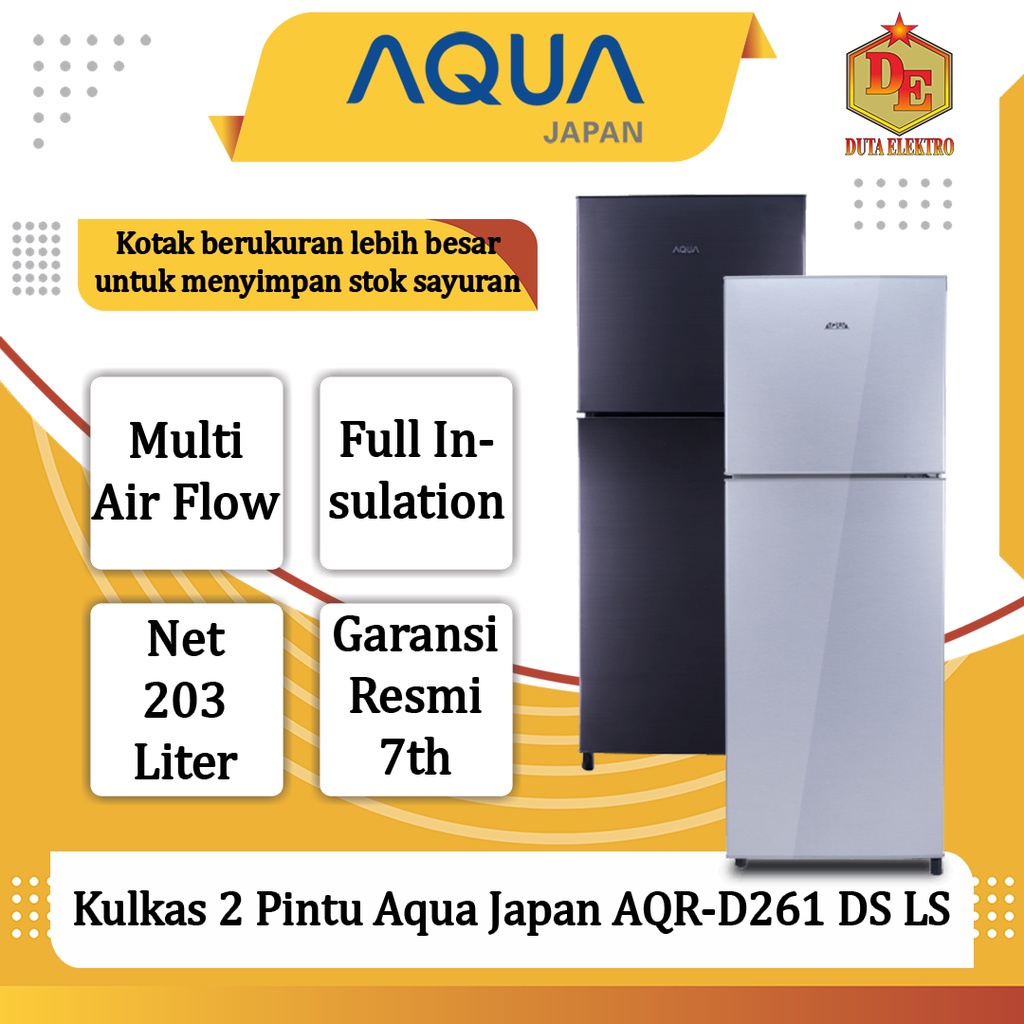 Jual Kulkas Pintu Aqua Japan Aqr D Ds Ls Shopee Indonesia