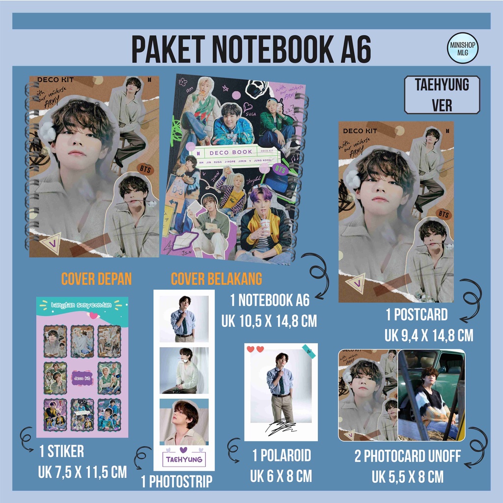 Jual PAKET HEMAT NOTEBOOK BTS DECO KIT 2022 UNOFFICIAL NOTEBOOK A6